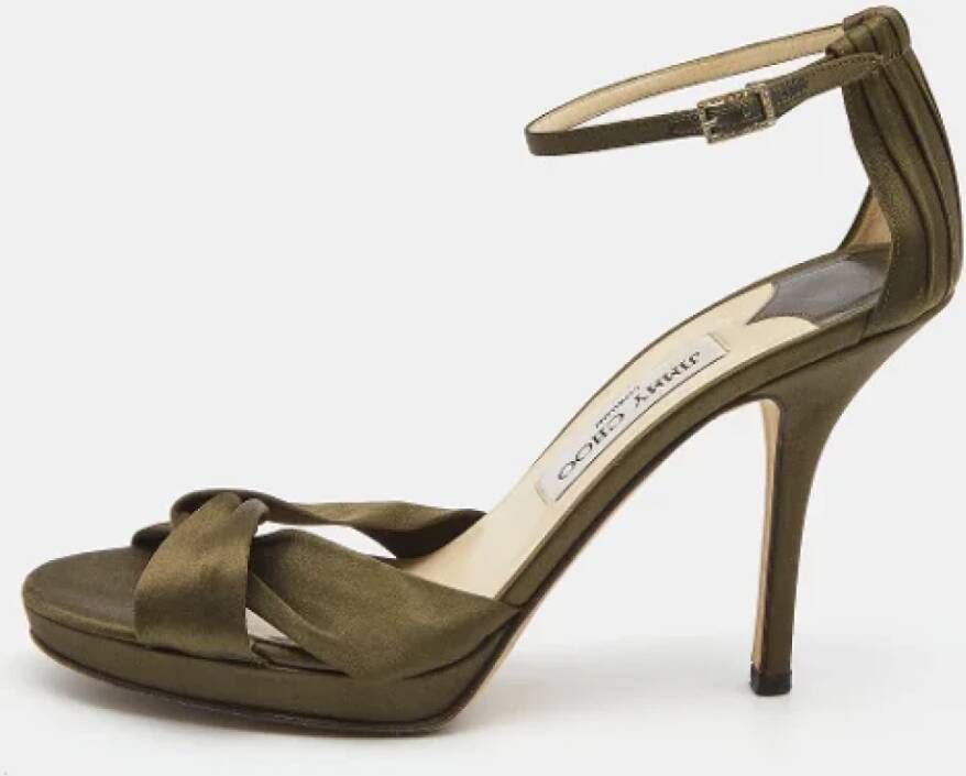 Jimmy Choo Pre-owned Satin sandals Green Dames