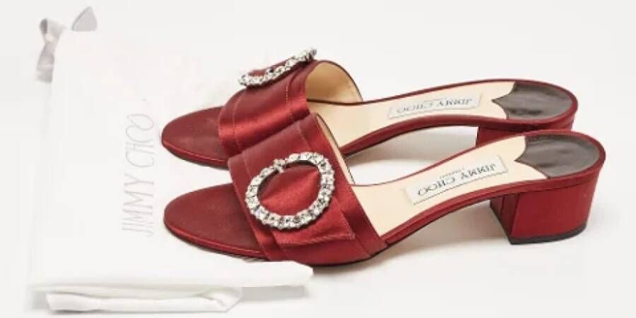 Jimmy Choo Pre-owned Satin sandals Red Dames