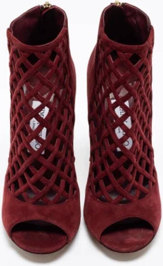 Jimmy Choo Pre-owned Suede boots Red Dames