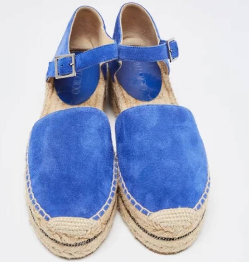 Jimmy Choo Pre-owned Suede flats Blue Dames