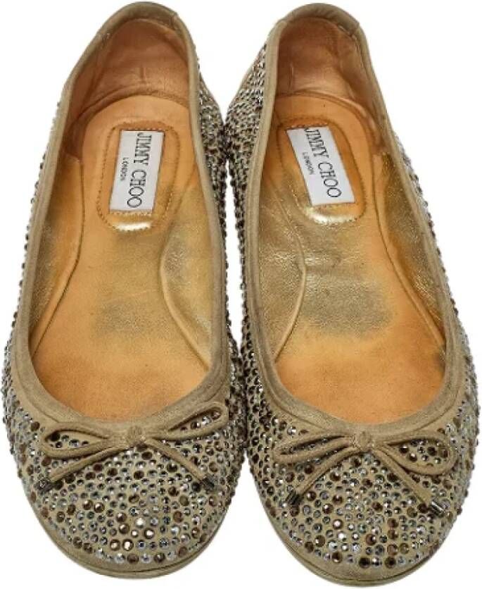 Jimmy Choo Pre-owned Suede flats Gray Dames