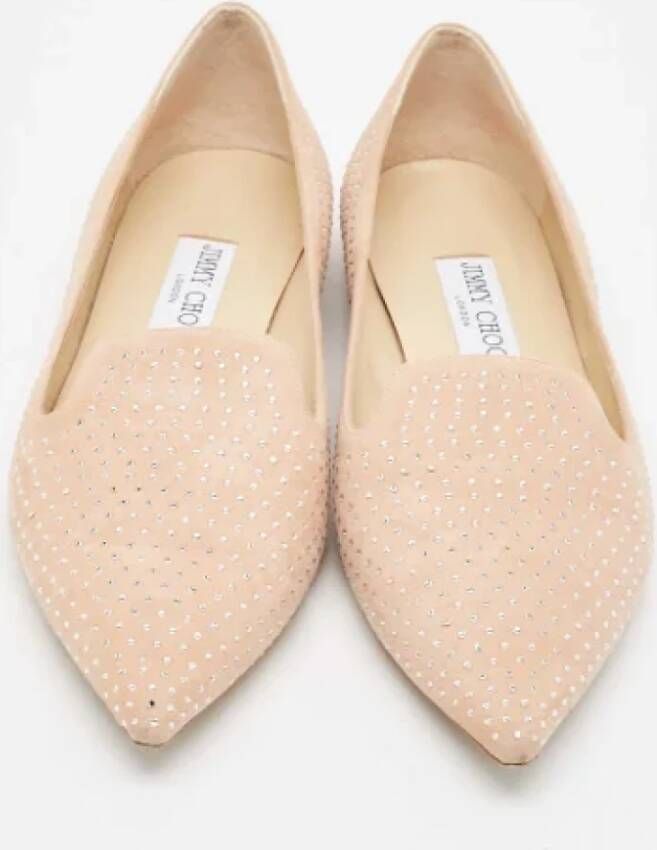 Jimmy Choo Pre-owned Suede flats Pink Dames