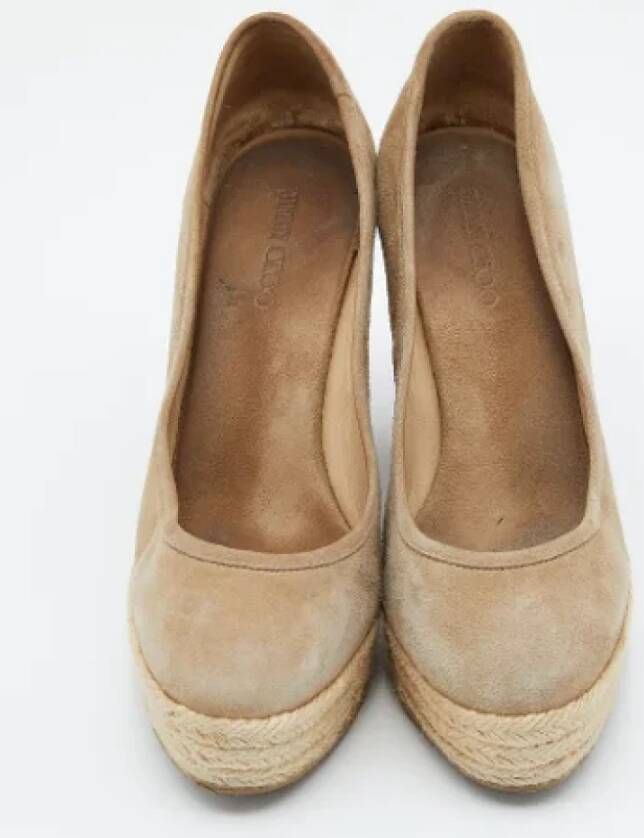 Jimmy Choo Pre-owned Suede heels Beige Dames