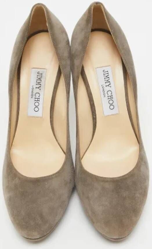 Jimmy Choo Pre-owned Suede heels Beige Dames