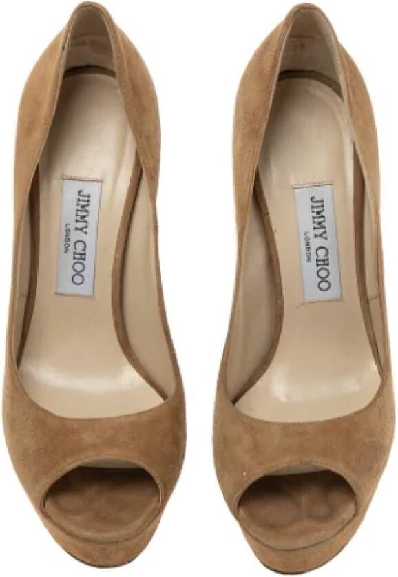 Jimmy Choo Pre-owned Suede heels Brown Dames