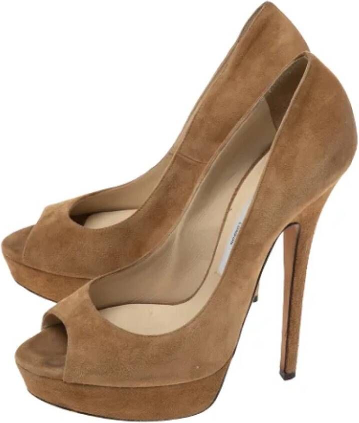 Jimmy Choo Pre-owned Suede heels Brown Dames