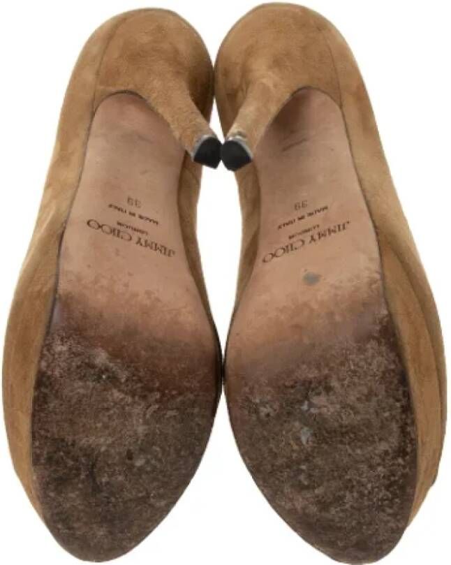 Jimmy Choo Pre-owned Suede heels Brown Dames