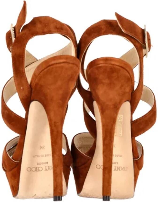 Jimmy Choo Pre-owned Suede heels Brown Dames