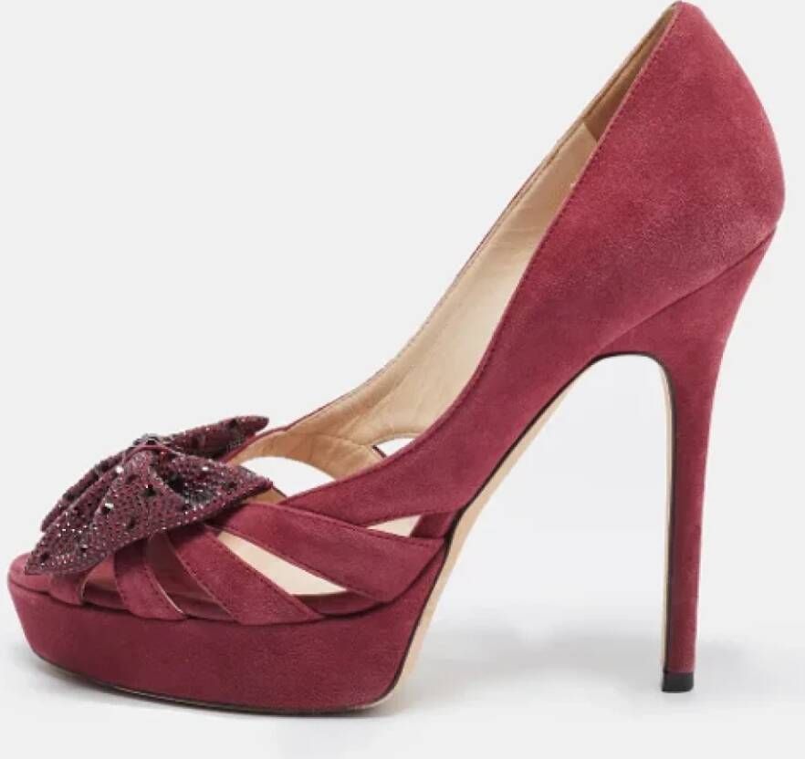 Jimmy Choo Pre-owned Suede heels Purple Dames