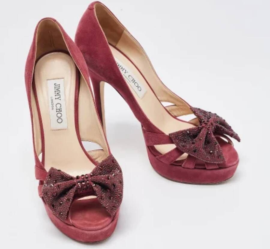 Jimmy Choo Pre-owned Suede heels Purple Dames