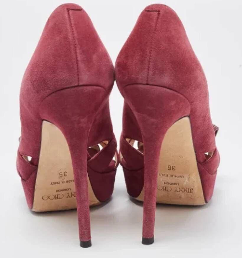 Jimmy Choo Pre-owned Suede heels Purple Dames