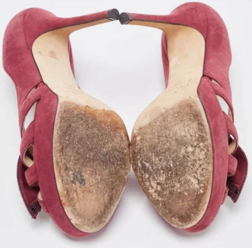 Jimmy Choo Pre-owned Suede heels Purple Dames