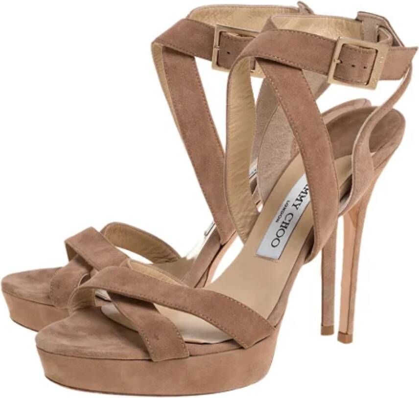 Jimmy Choo Pre-owned Suede sandals Beige Dames