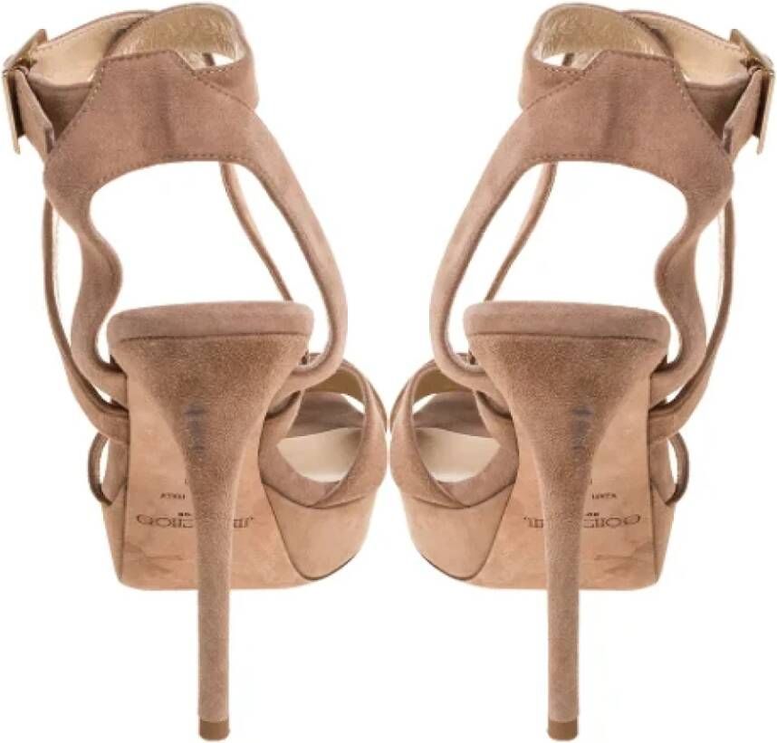 Jimmy Choo Pre-owned Suede sandals Beige Dames