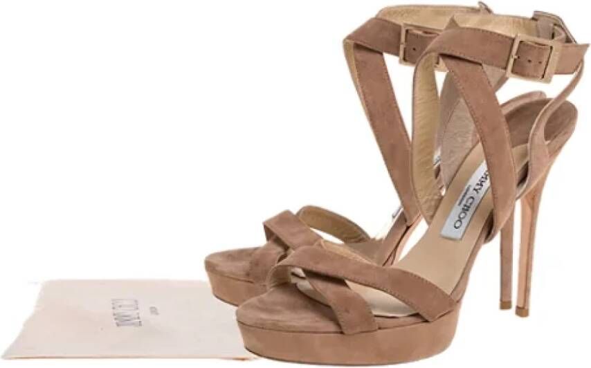 Jimmy Choo Pre-owned Suede sandals Beige Dames