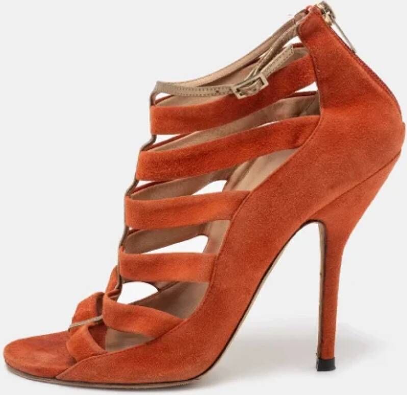 Jimmy Choo Pre-owned Suede sandals Orange Dames