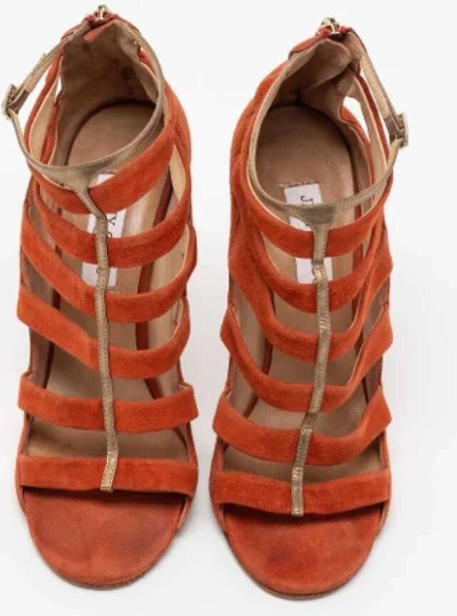 Jimmy Choo Pre-owned Suede sandals Orange Dames