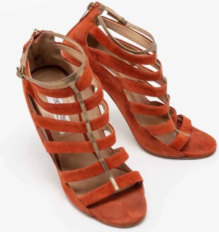 Jimmy Choo Pre-owned Suede sandals Orange Dames