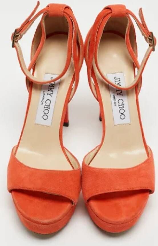 Jimmy Choo Pre-owned Suede sandals Orange Dames