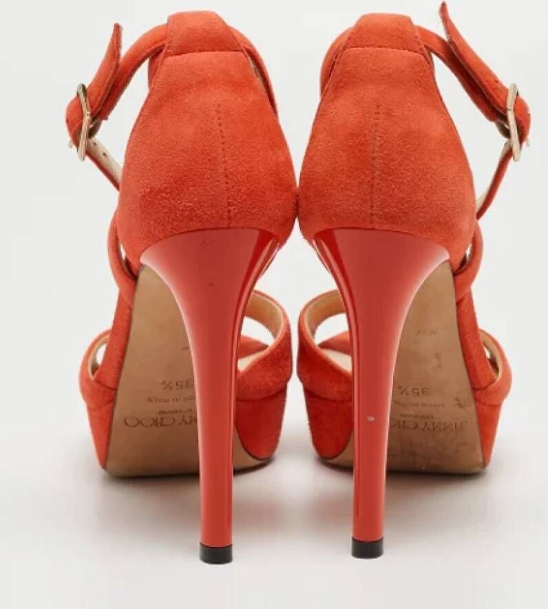 Jimmy Choo Pre-owned Suede sandals Orange Dames