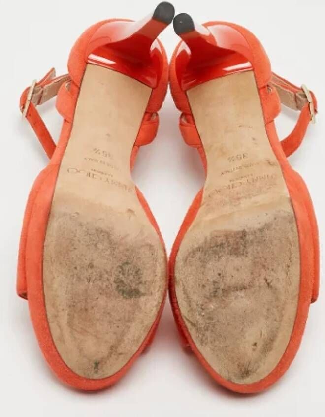 Jimmy Choo Pre-owned Suede sandals Orange Dames