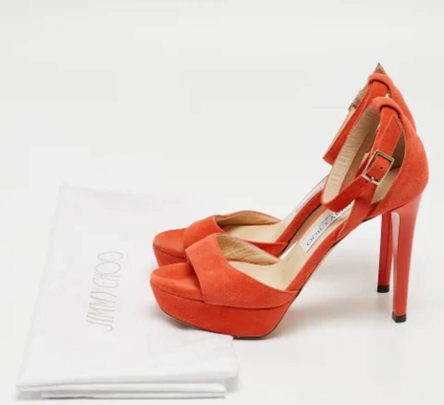 Jimmy Choo Pre-owned Suede sandals Orange Dames