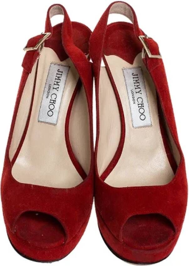 Jimmy Choo Pre-owned Suede sandals Red Dames