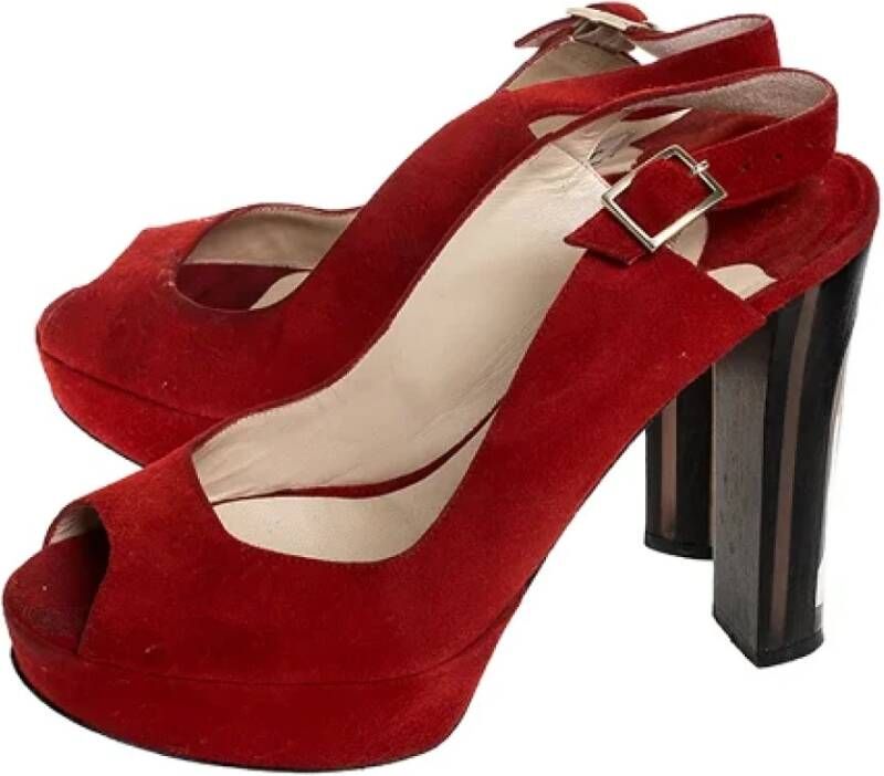 Jimmy Choo Pre-owned Suede sandals Red Dames