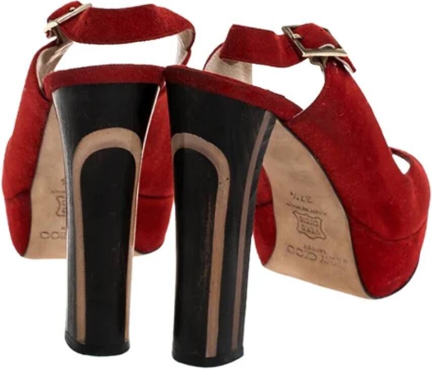 Jimmy Choo Pre-owned Suede sandals Red Dames