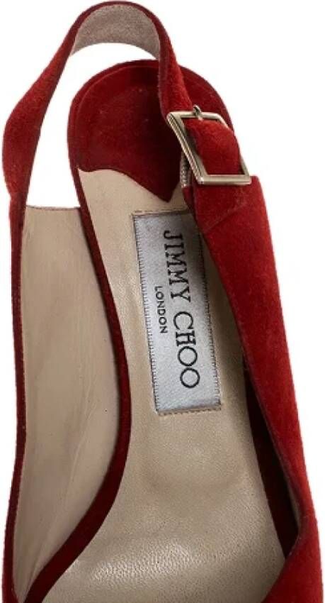 Jimmy Choo Pre-owned Suede sandals Red Dames