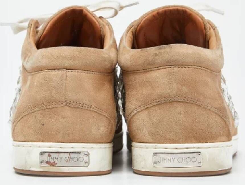 Jimmy Choo Pre-owned Suede sneakers Beige Dames