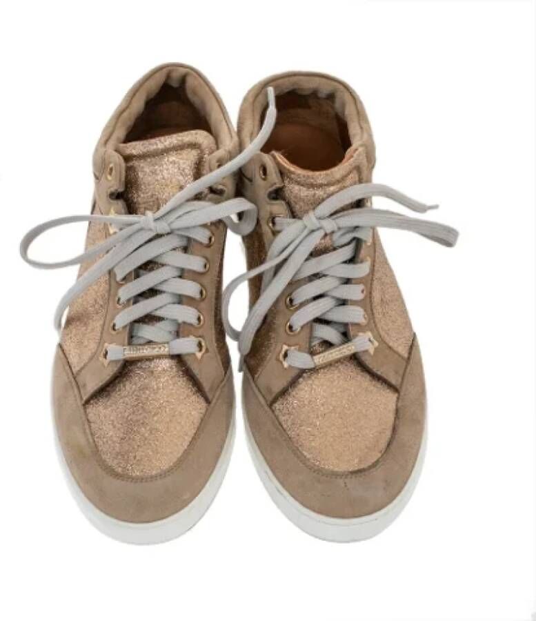 Jimmy Choo Pre-owned Suede sneakers Beige Dames