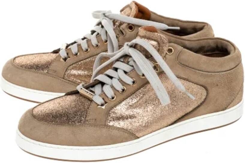 Jimmy Choo Pre-owned Suede sneakers Beige Dames