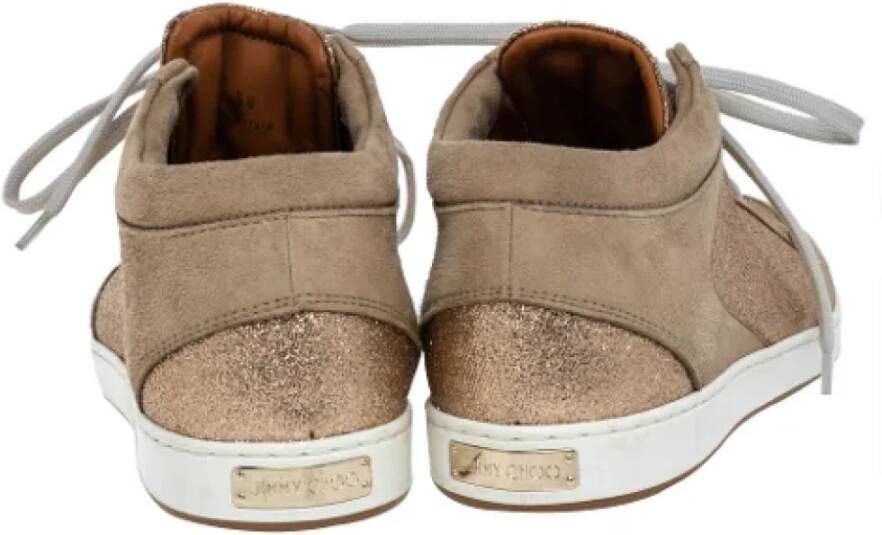 Jimmy Choo Pre-owned Suede sneakers Beige Dames