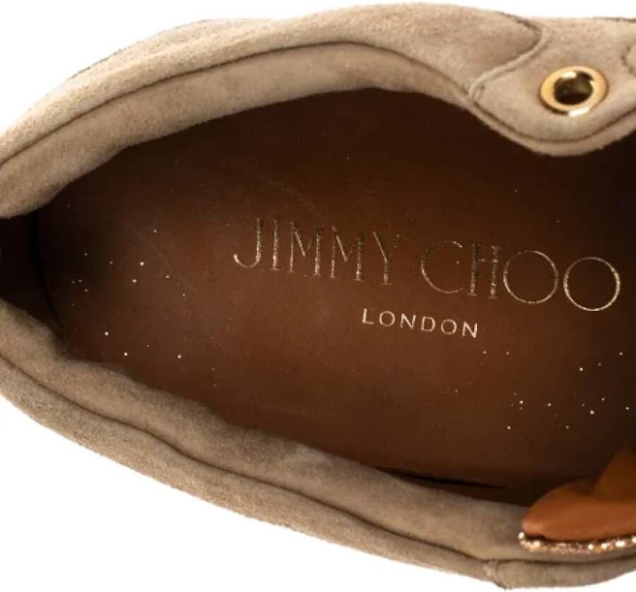 Jimmy Choo Pre-owned Suede sneakers Beige Dames