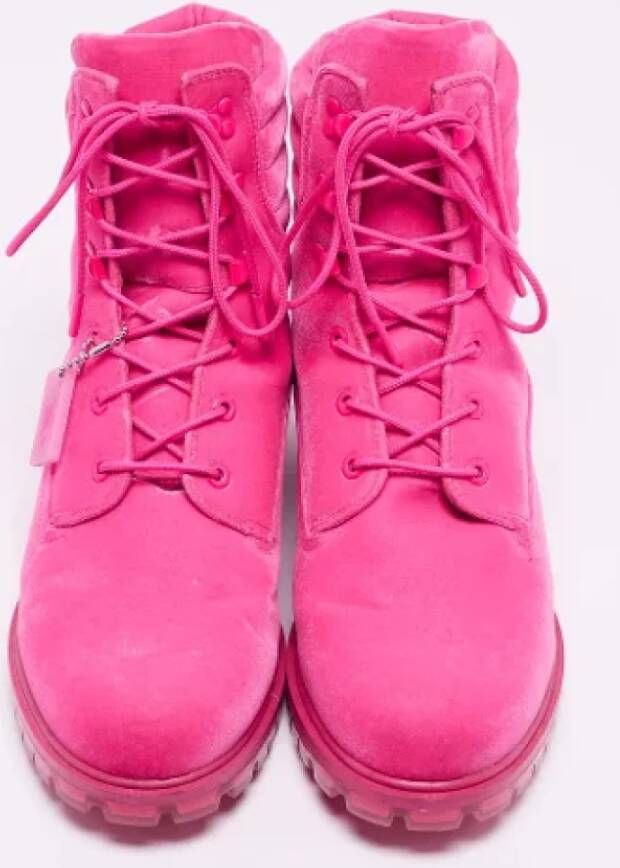 Jimmy Choo Pre-owned Velvet boots Pink Heren