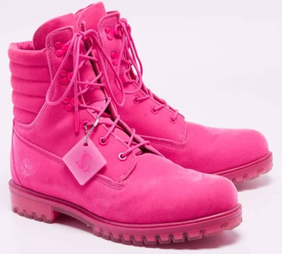 Jimmy Choo Pre-owned Velvet boots Pink Heren