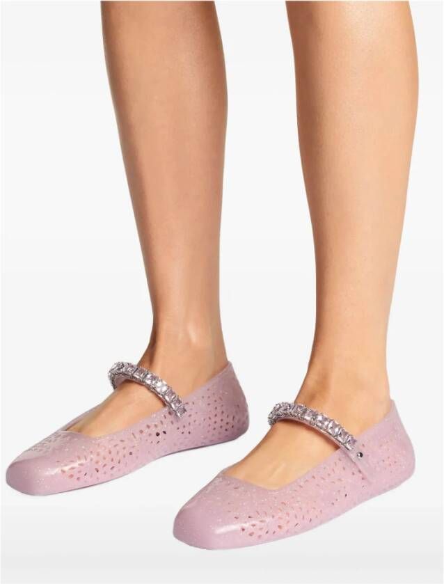 Jimmy Choo Roze Ballerina Schoenen met Kristalversiering