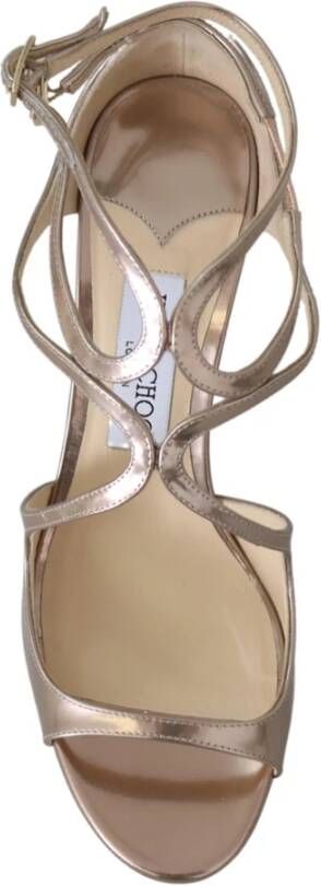 Jimmy Choo Roze Leren Sandalen met Band Sluiting Beige Dames