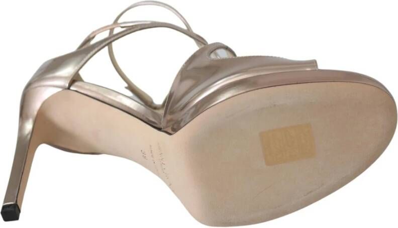 Jimmy Choo Roze Leren Sandalen met Band Sluiting Beige Dames