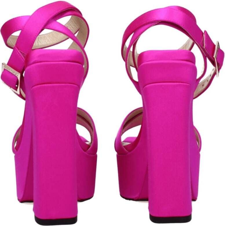 Jimmy Choo Roze Satijnen Hoge Hak Sandaal