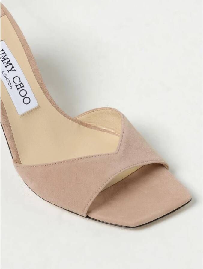 Jimmy Choo Roze Suède Kristal Sandalen