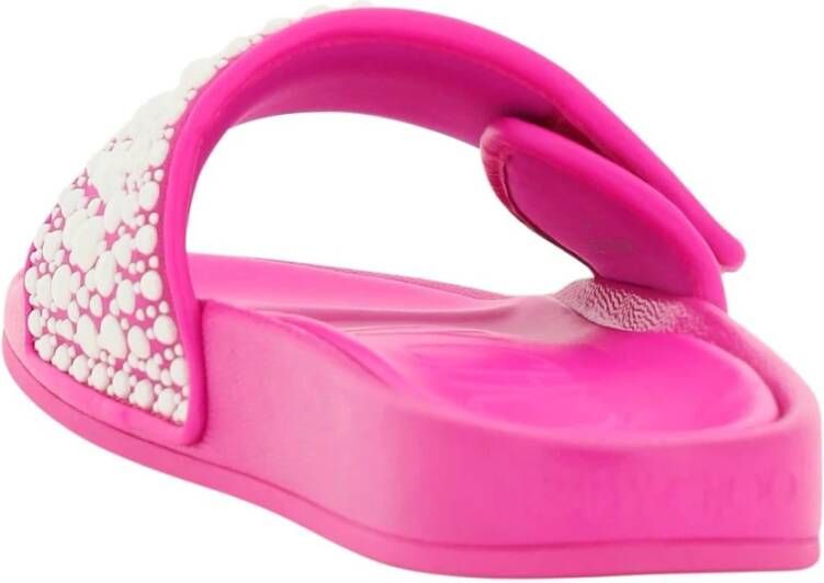 Jimmy Choo Rubberen slippers met parels Pink Dames