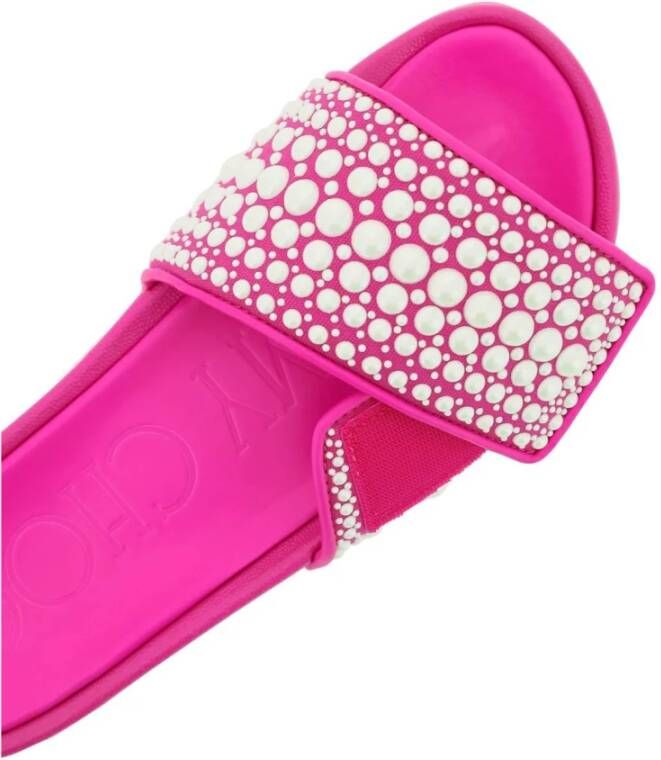 Jimmy Choo Rubberen slippers met parels Pink Dames
