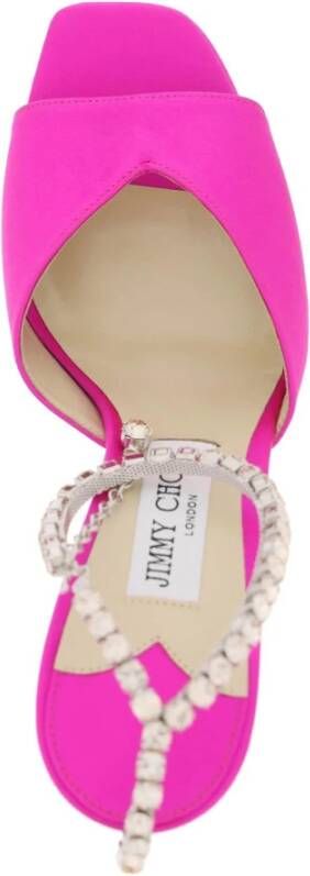 Jimmy Choo Satin Sandalen met Kristalband Pink Dames