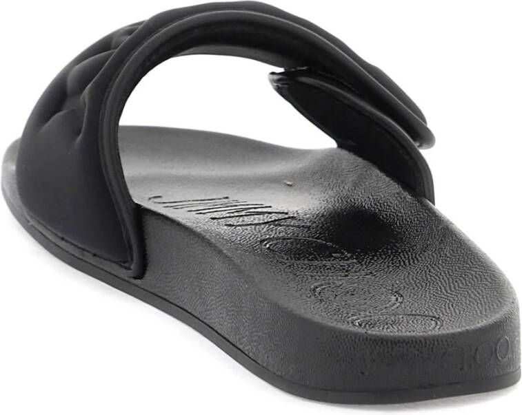 Jimmy Choo Slides met logo en leren band Black Heren