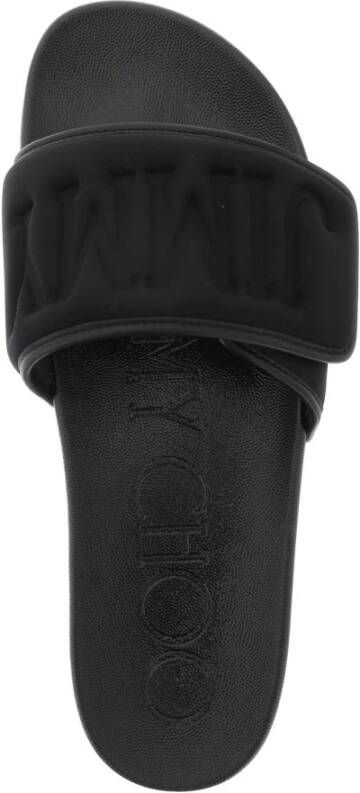 Jimmy Choo Slides met logo en leren band Black Heren