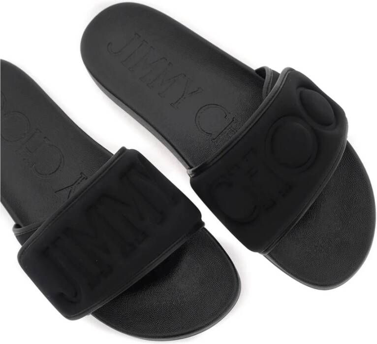 Jimmy Choo Slides met logo en leren band Black Heren