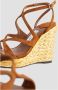 Jimmy Choo Suede en Raffia Sleehak Sandalen - Thumbnail 2