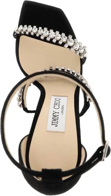 Jimmy Choo Suede Sandalen met Kristalversiering Black Dames